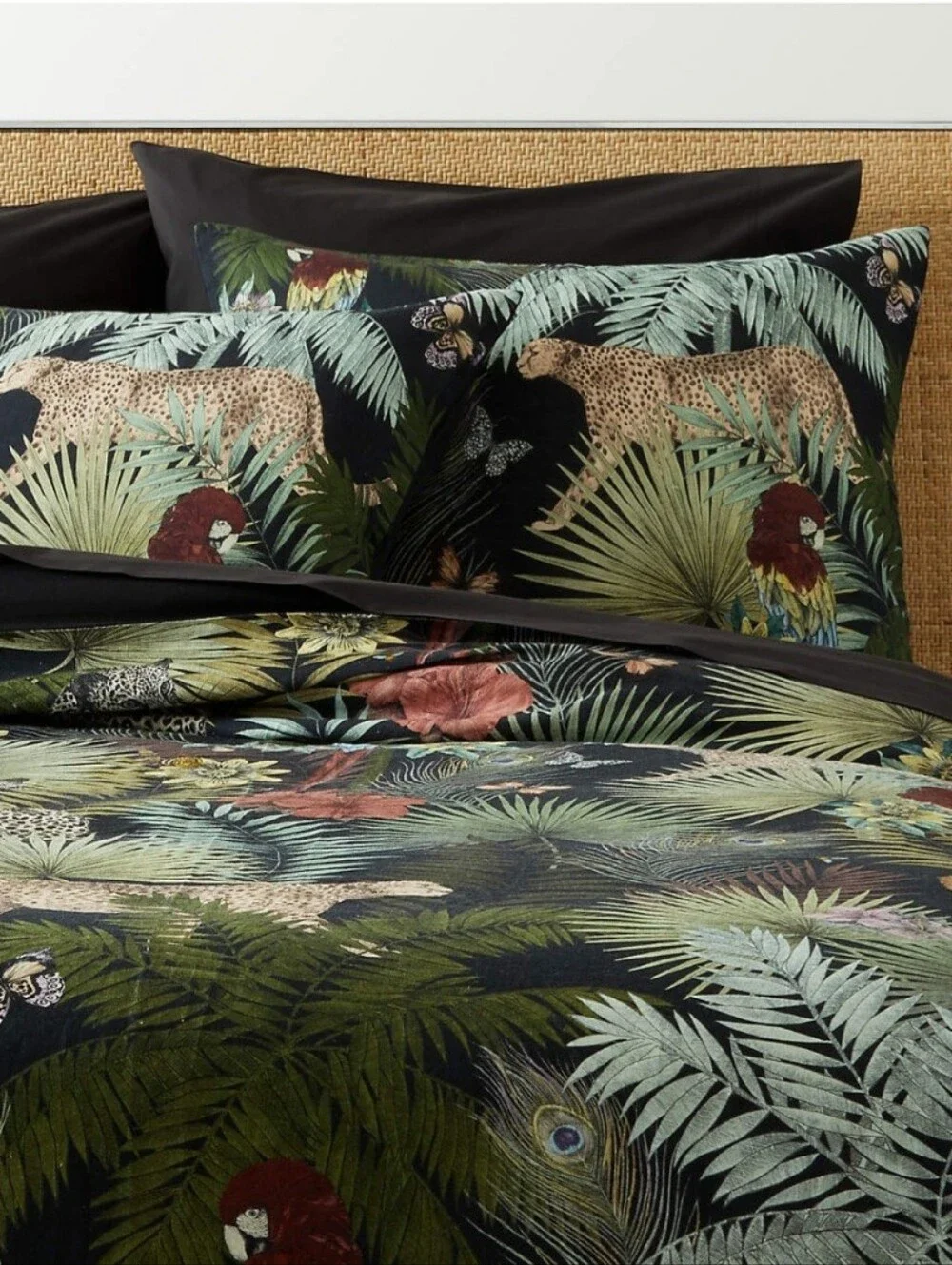 Exclusive Best Seller Palm Grove Linen King Duvet Cover Black & Tencel